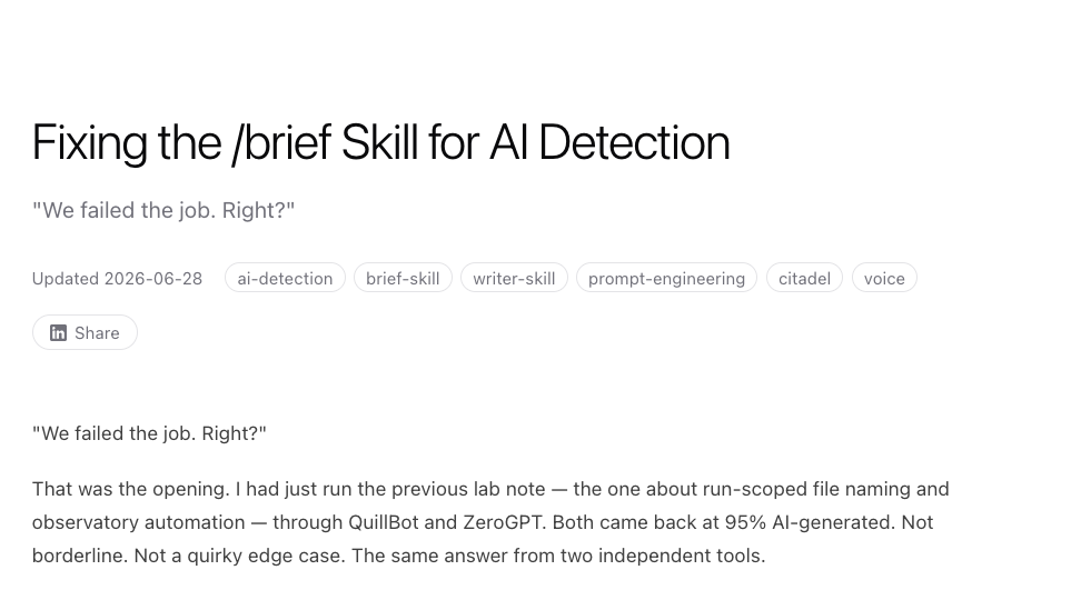 Fixing the /brief Skill for AI Detection